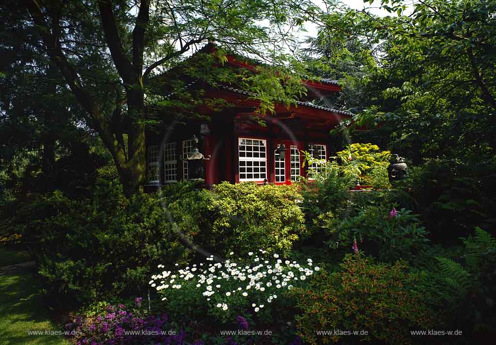 Leverkusen, Regierungsbezirk Kln, Blick in Japanischen Garten im Sommer