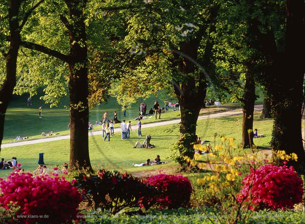 Elberfeld, Wuppertal, Hardt Park, Regierungsbezirk Dsseldorf, Duesseldorf, Blick auf Besucher im Hardt Park in Sommerstimmung