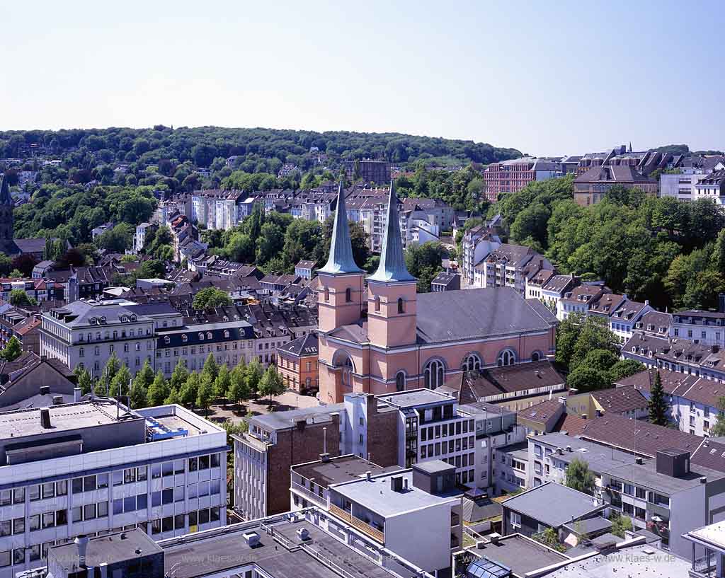 Elberfeld, Wuppertal, Regierungsbezirk Dsseldorf, Duesseldorf, Blick auf Luisenviertel mit Kirche St. Laurentius