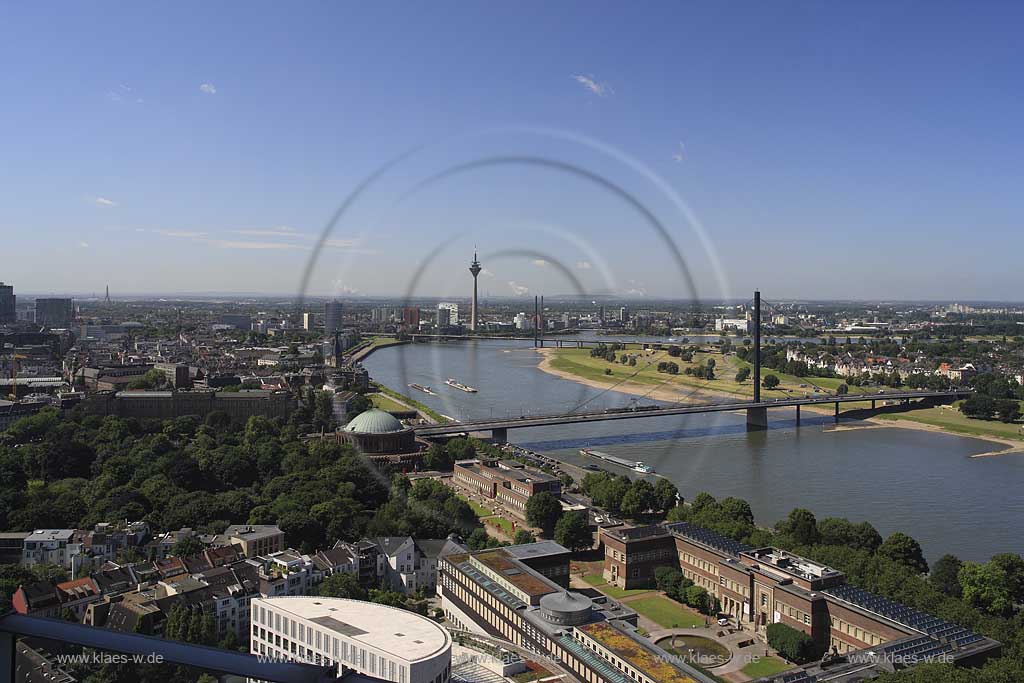 Panoramablick vom Victoria Turm ueber Dsseldorf, Duesseldorf-Pempelfort mit Sicht bis zum neuen Hafen