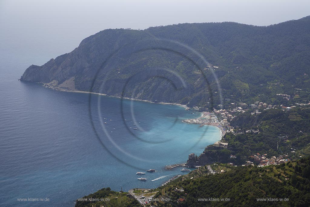 Monterosso al Mare, Cinque Terre, Blick auf Meer und Ort, Ligurien, Liguria