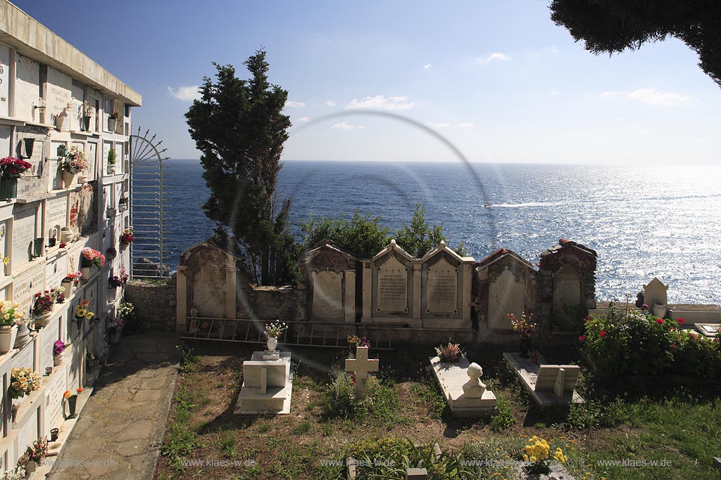 Porto Vernere, Friedhof, cemetery, mit Meerblick, Ligurien, Liguria