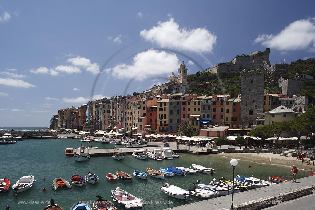Porto Vernere, Hafen, Festung, Stadt mit Stadtturm, Ligurien, Liguria