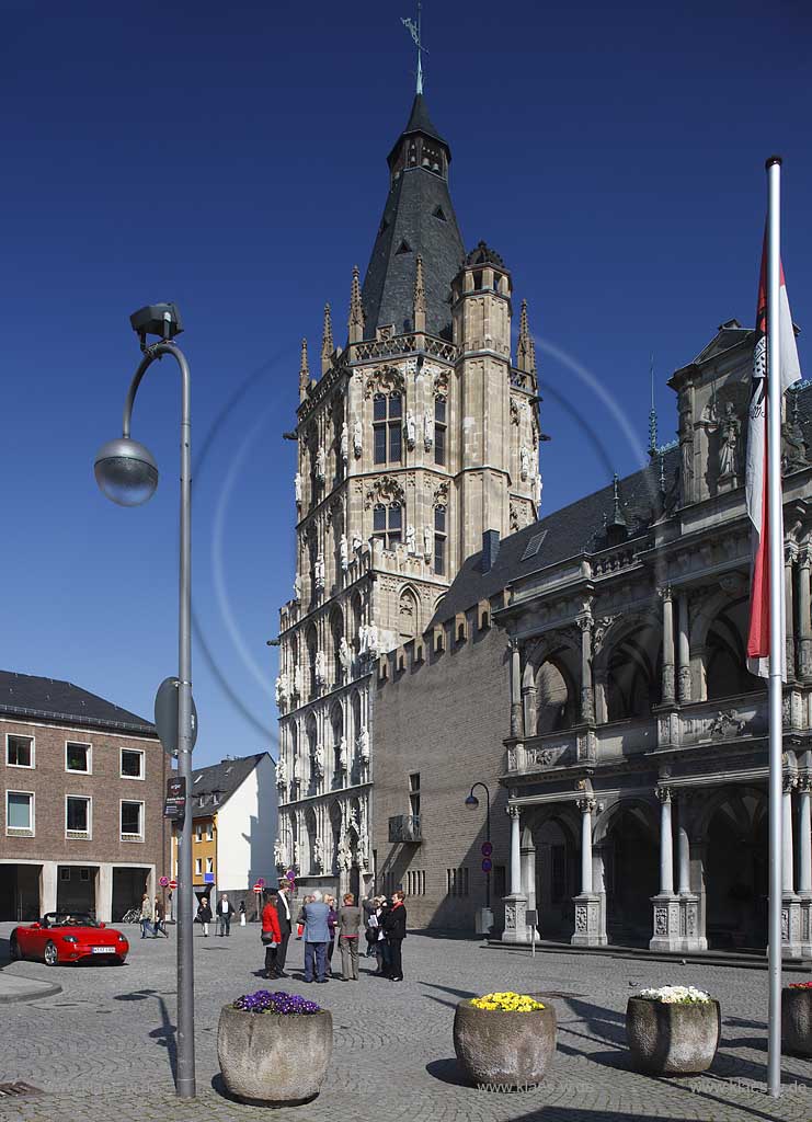 Koeln, historisches Rathaus mit Rainessance Laube und Rathausturm; Cologne historical city hall with tower and renaissance  loggia