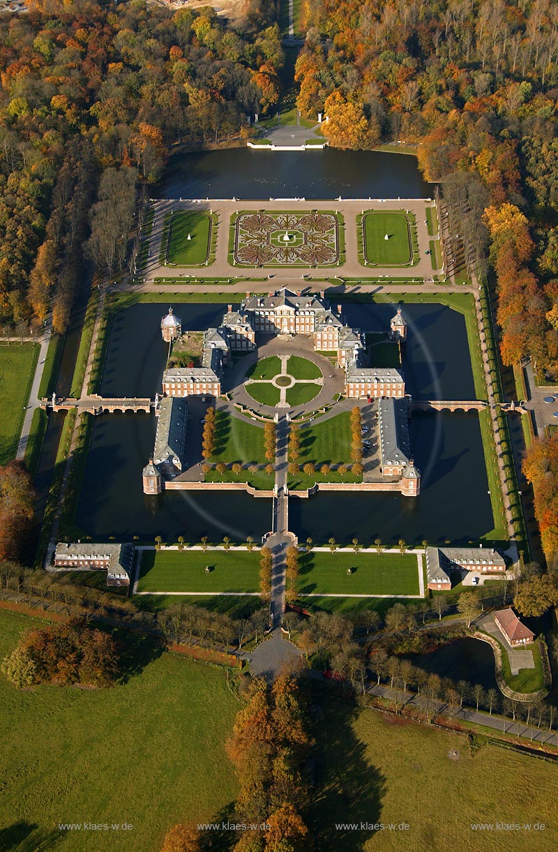 DEU, Deutschland, Luftbildfotografie, Wasserschloss Nordkirchen im Muensterland Finanzhochschule Park Barockschloss 