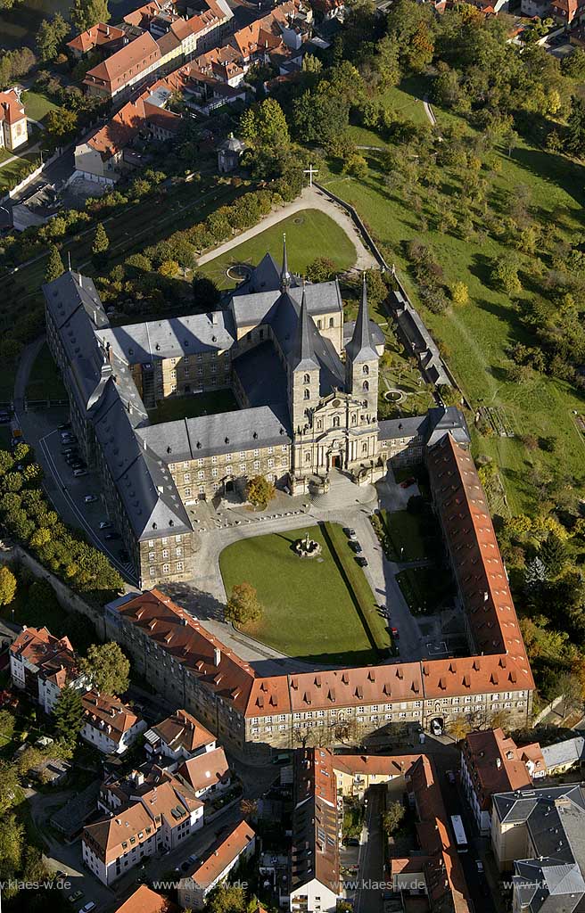 Bamberg, Luftbild, Gesamtuebersicht  Kloster St. Michael; Bamberg, aerial photo, general view to abbey St. Michael.