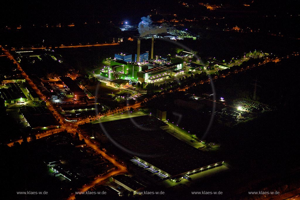 Luftbild, Nachtbild, Nachtaufnahme, Nachtluftbild, Herten RZR bei Nacht,  Herne, Ruhrgebiet, Nordrhein-Westfalen, Germany, Europa