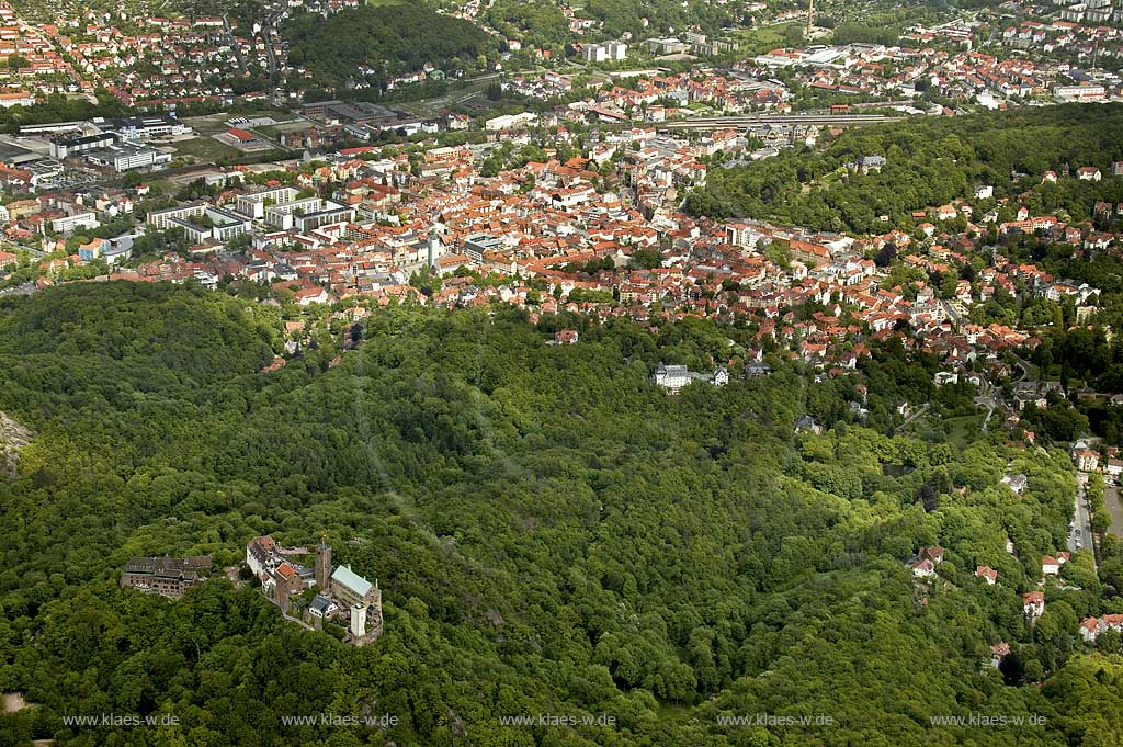 DEU, Deutschland, Luftbildfotografie: Thueringen, Eisenach, Wartburg | DEU, Germany, aerial photography: Thuringia, Eisenach, castle Wartburg 