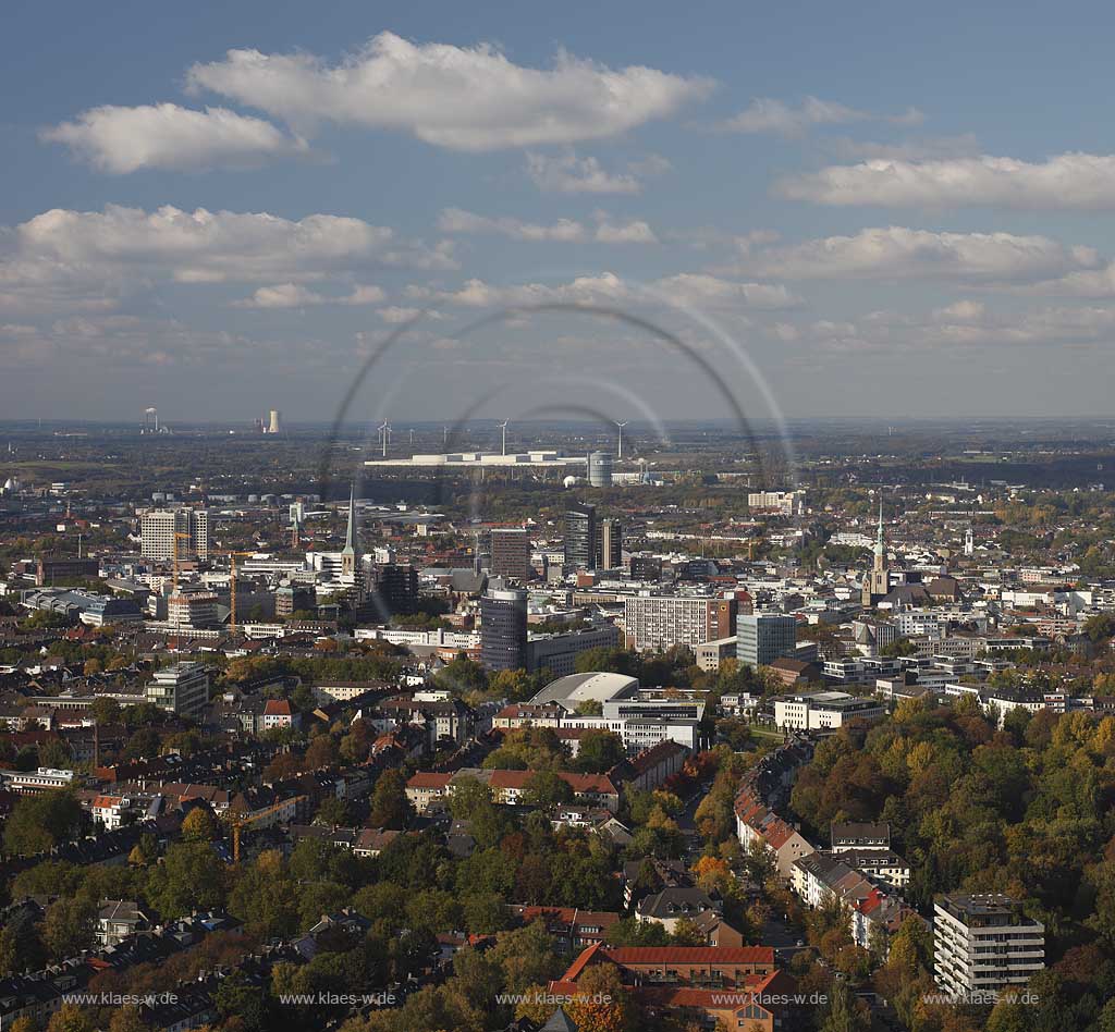 Dortmund Blick vom Fernmeldeturm Florianturm im Westalenpark zur Innenstadt; View from Telecommunication tower to the city of Dortmund