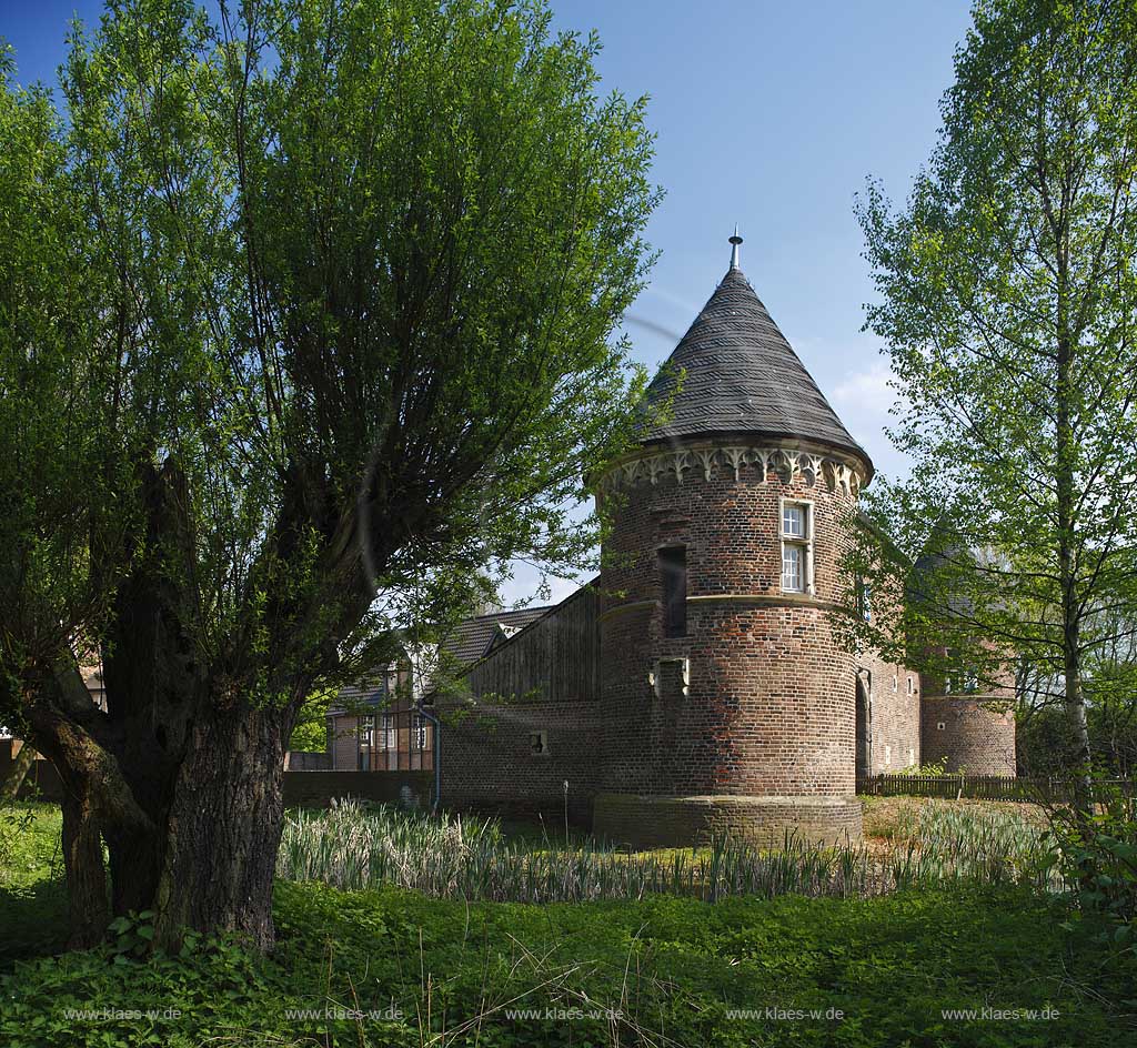 Oberhausen Osterholz, Burg Vondern Vorburg mit Kopfweiden, Outer bailey of castle Vondern pollarded willow trees