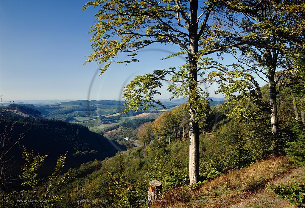 Dreifichten, Eisenstrasse, Rothaargebirge, Siegerland, Blick auf Landschaft bei Dreifichten
