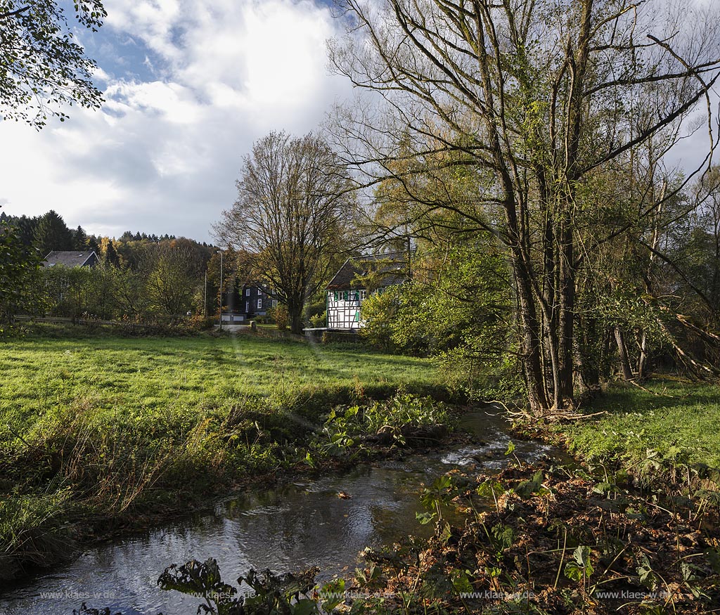 Remscheid-Luettringhausen, Diepmannsbach mit Frucht- und Getreidemuehle Hermannsmuehle; remscheid Luettringhausen, mill Hermannsmuehle.