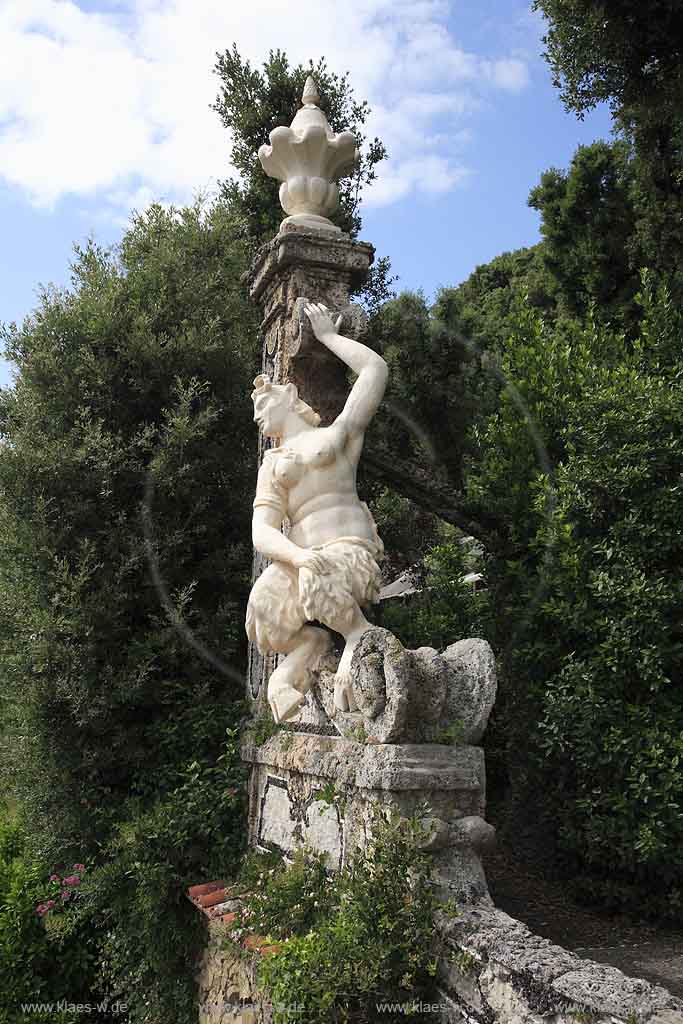 Collodi, Blick auf Statue im Barockgarten, Toskana, Tuscany