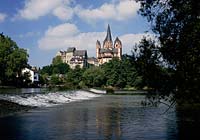 Limburg an der Lahn, Blick auf Dom von Lahnbrücke, Lahnbruecke, Limburg-Weilburg, Hessen, Westerwald
