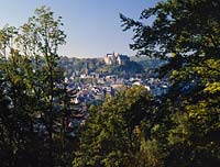 Marburg, Blick auf Marburg vom Rabenstein, Kreis Marburg-Biedenkopf, Hessen, Westerwald