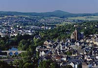 Wetzlar, Blick über, ueber die Stadt mit Wetzlarer Dom, Lahn-Dill-Kreis, Hessen, Westerwald