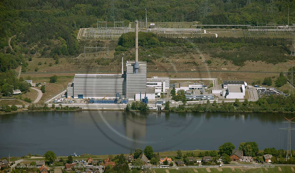 Gesthacht, Luftbild Atomkraftwerk Geeesthacht an der Elbe; Gesthacht, aerial view, atomic power plant Geesthacht at the Elbe.
