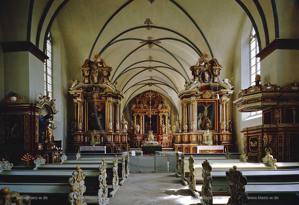Hxter, Hoexter, Kreis Hxter, Regierungsbezirk Detmold, Ostwestfalen, Blick in Klosterkirche von Schloss Corvey  